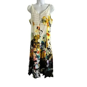 Apanage Femme dress size 8 watercolor print and embroidery